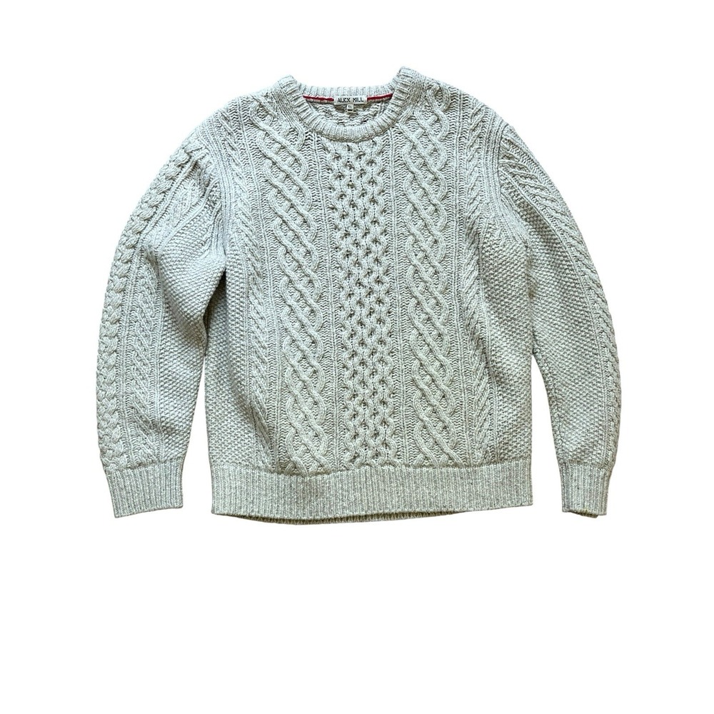 Alex Mill Donegal Fisherman Sweater Mens XL Oatmeal Cable Knit Merino Wool